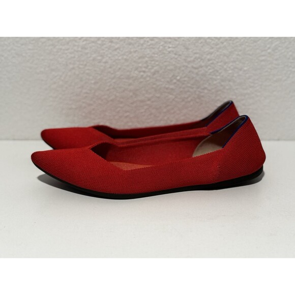 Rothy’s Womens The Point Ballet Flats Shoes Sz 9 Red Slip On Comfort Casual Work - Picture 1 of 13
